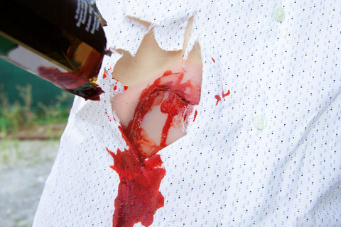 Wound moulage cut broken bottle