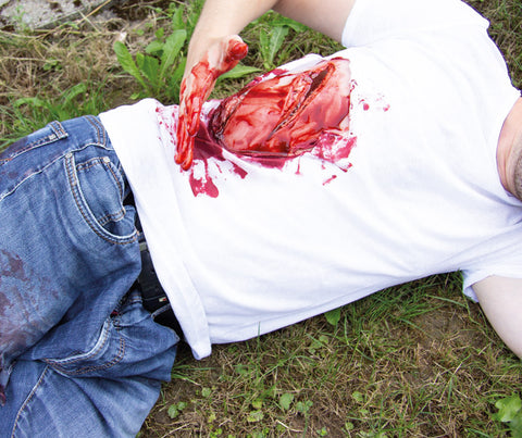 Wound moulage cut, large with bleeding function