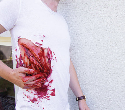 Wound moulage cut, large with bleeding function