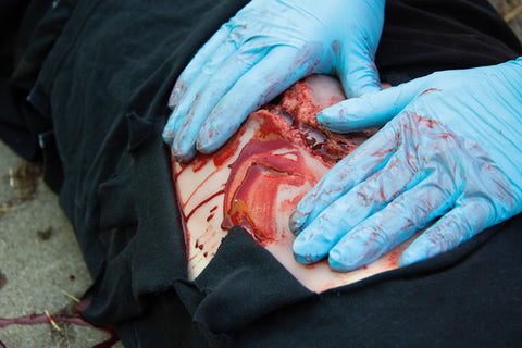 Wound moulage laceration, large with bleeding function